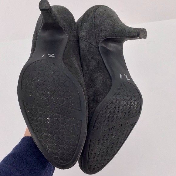 Nine West Grey Leather Upper High Heel Slouch Pull On Ankle Boots Size 9M - Picture 11 of 11